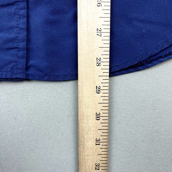 Vintage Levis Ski Button Up Shirt Mens Medium Navy Blue Pearl Snap Made USA 80s - Picture 11 of 12